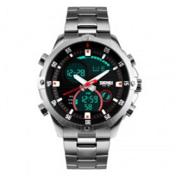 Multi function Stainless Steel Band Big Dial Waterproof Watch Electronic Watch