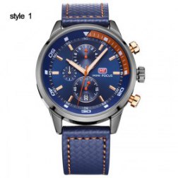 Multi-Functional Fashion Leather Band Waterproof Wrist Watch