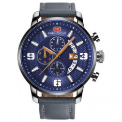 Men’s Waterproof Leather Wrist Watch with Analog Chronograph Date