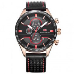 Men's Multifunction Leather Band Waterproof Wrist Watch Chronograph Wristwatch