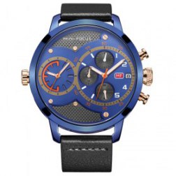 Men's Watches Double Movement Watch Multifunction Three Sub Dials With Leather Band Watch Date Window