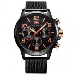 Men's Stainless Steel Mesh Band Luminous Waterproof Dial Wrist Watch