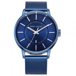 Men's Stainless Steel Mesh Band Waterproof Wrist Watch