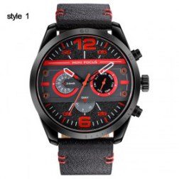 Men's Multifunction Chronograph Watch  Leather Band Waterproof Watch