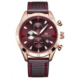 Men's Waterproof Chronograph Date Large Face Leather Watch Business Sport Fashion Watches