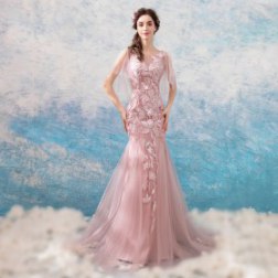 Sexy Lace Mermaid Train Bridesmaid Evening Dresses