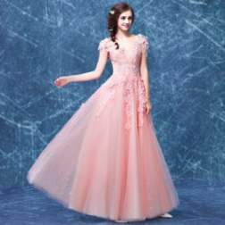 Sexy Lace V-neck Crystal Evening Dress