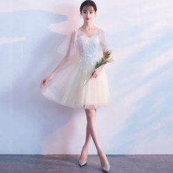 Sexy Champagne V-neck Evening Dress