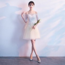 Sexy Champagne Off The Shoulder Evening Dress