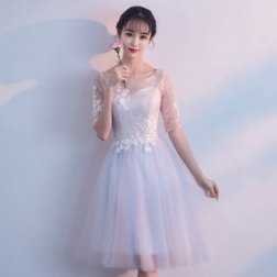 Women's Lace Floral Embroidery Evening Dress
