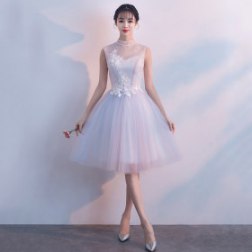 Women's Lace Sleeveless Floral Embroidery Evening Dress