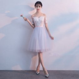 Women's Lace Off The Shoulder Floral Embroidery Evening Dress