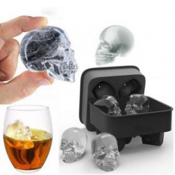 Skull Shape 3D Ice Cube Mold Maker Bar Party Silicone Trays Chocolate Mould Gift