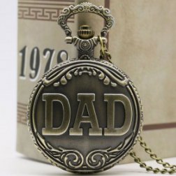 Fathers Day Vintage Bronze Hollow Quartz Pocket Watch For DAD