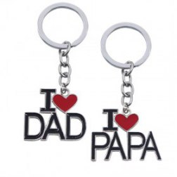 LOVE PAPA or DAD Key Ring Premium Love Heart Metal Key Chain for Fathers Day