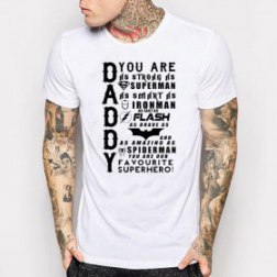 Fathers Day Daddy You Are As Strong As Superhero Round Collar T-Shirt