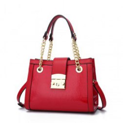 Women's Metals Buckle PU Leather Tote Handbag