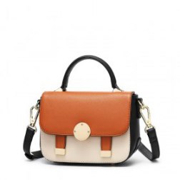 Fashion PU Leather Contrast Color Handbag