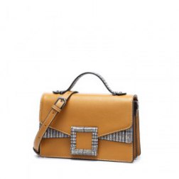 Women's PU Leather Casual Shoulder Bag Contrast Color Handbags