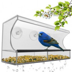 Outdoor Birdfeeder Window Bird Feeder With Strong Suction Cups Seed Tray Garden