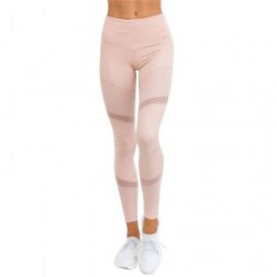 Pink High Waist Splice Mesh Sports Yoga Leggings