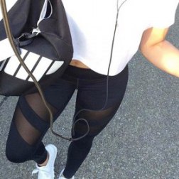 Women's Mesh Splice Stretch Fitness Yoga Leggings Pants