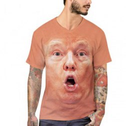 Men's 3D Donald Trump Face Printed V Neck Short Sleeve T-Shirts Tee