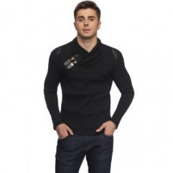 Men's Black Fashion Wool Blend Long Sleeves Top
