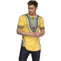 3D National Style Printing Round Neck Men Short Sleeve T Shirt