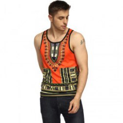 Men's National Style Fashion Casual Printing Vest