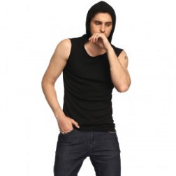 Men's Black Casual Sleeveless Hoodies