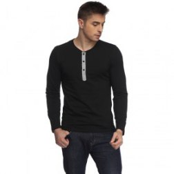 Men's Casual Long Sleeve Button T-Shirt Top
