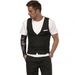 Vest V-Neck Sleeveless Slim Fit Jacket Men Business Waistcoat
