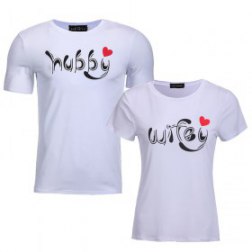 Hubby Love Wifey Printed Couple Short Sleeve T-Shirt