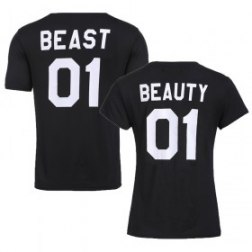 Black Printed On Back Couple Short sleeve T-shirt