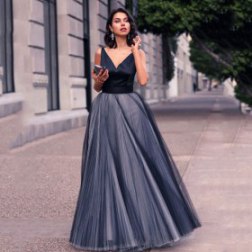 V-neck Sleeveless Evening Dress
