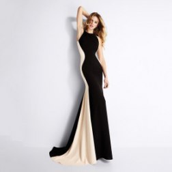 Sleeveless Contrast Color Evening Dress