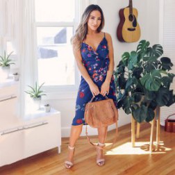 Sexy Deep V Flora Printed Sling Dress