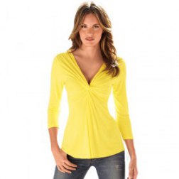 Sexy Long-sleeved Chest Twisted Bottoming T-shirt