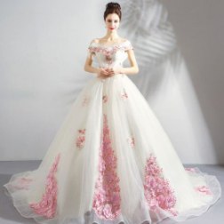 White Sexy Off The Shoulder Train Bridesmaid Dress