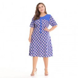 Plus Size Lattices Short Sleeve Dress