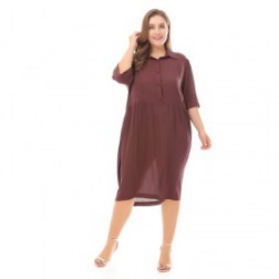 Plus Size Buttons Short Sleeve Dress