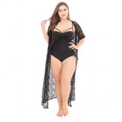 Fashion Plus Size Lace Loose Shawl Cardigan Top Cover Up Beachwear