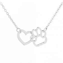 Hollow Pet Paw Footprint Necklaces Cute Animal Dog Cat Love Heart Pendant Necklace For Women