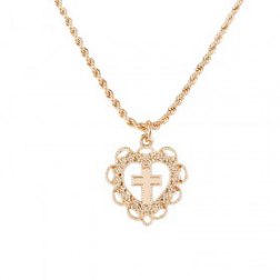 Valentine's Day Gift Love Heart Shaped Cross Pendant Necklace