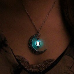 Moon Glowing Pendant Necklace For Women Girls Halloween Gifts