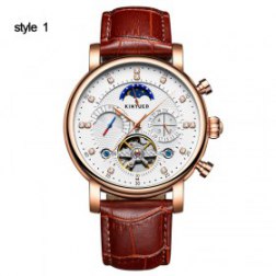 Men's Crystal Watch Automatic Mechanical Hollow Leather Belt Band