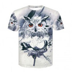 Men's 3D Owl Print Short Sleeve T-Shirts