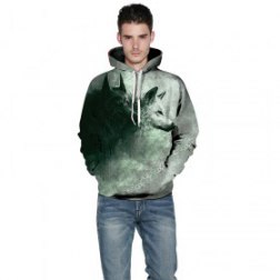 Men's 3D Wolf digital Print Long Sleeve Hoodies