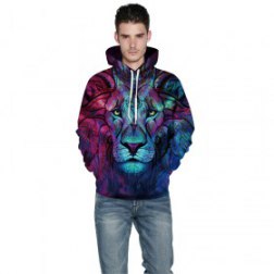 Men's 3D Lion Print Long Sleeve Hoodies
